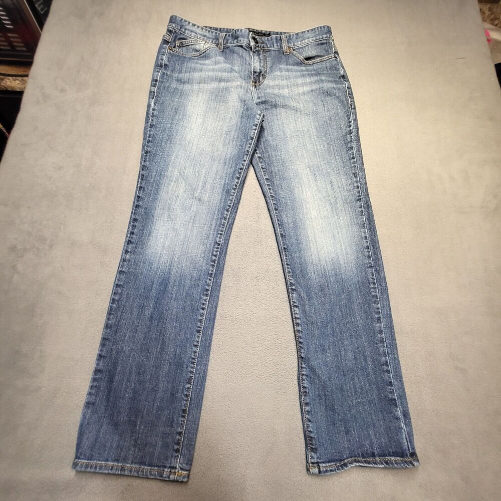 Calvin Klein Jean Womens 14 Blue Skinny Straight Stretch Distressed Denim